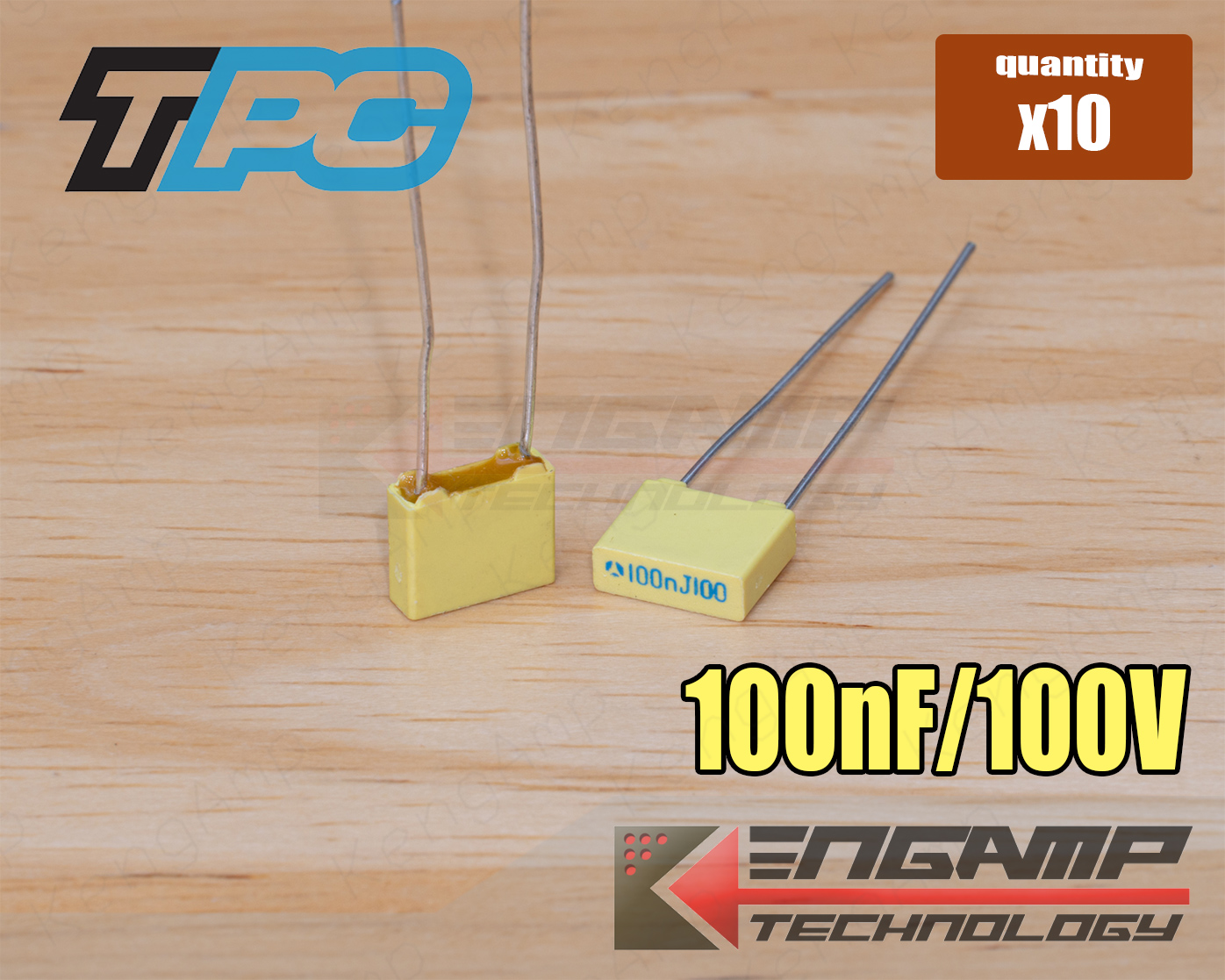 (10ตัว) [F-CAP] 0.1uF/100V 100nJ100V TPC 2.4x7.5xH6.5mm P=5mm