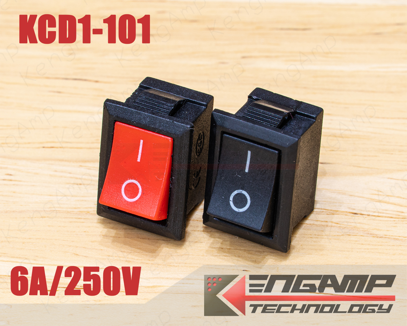 (10ตัว) KCD1-101 เกรดทั่วไป สวิตซ์กระดก ON-OFF 2ขา ขนาด 15x21mm 6A/250Vac