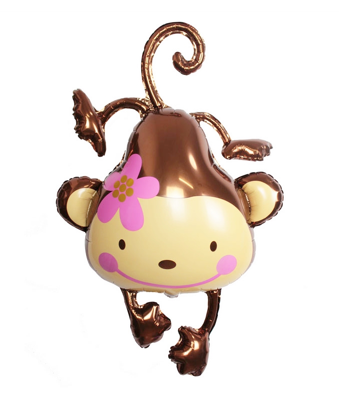ลูกโป่งฟลอย์ ลิงน้อยทัดดอกไม้ ไซส์ใหญ่ - Monkey with Flower / Item No.TL-A135