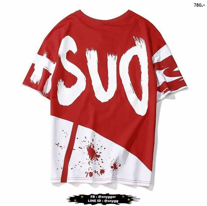 เสื้อยืด OVERSIZE สไตล์ฮิปฮอป สีแดง L