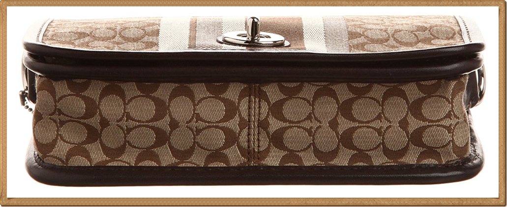 Coach Legacy Signature Stripe Penny Shoulder Purse 19919 - Mahogany