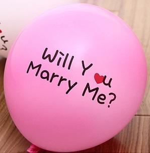 ลูกโป่งกลมพิมพ์ลาย Will You Marry Me? สีชมพู ไซส์ 12 นิ้ว แพ็คละ 10 ใบ (RฺB12" - Will You Marry Me? Printing Pink latex balloons)