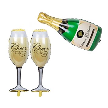 ลูกโป่งฟอยล์รูปขวดแชมเปญ ไซส์ 96*50 cm. - A Bottle of Champagne Shape Foil Balloon / TL-D071