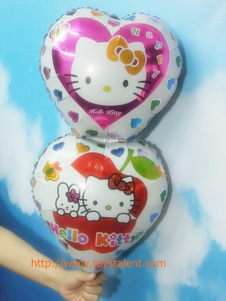 ลูกโป่งฟลอย์หัวใจต่อกัน ลายคิตตี้ - Kitty 2 Heart Foil Balloon / Item No. TL-A121