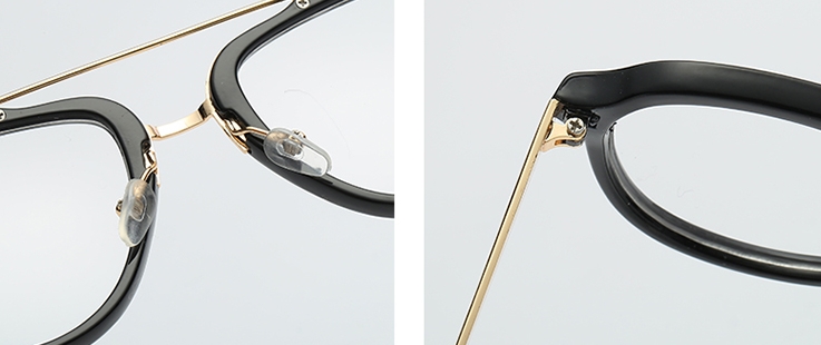 แว่นตาวินเทจ แฟชั่น avi แบบสลิมสันและขาทอง สี ดำเงา