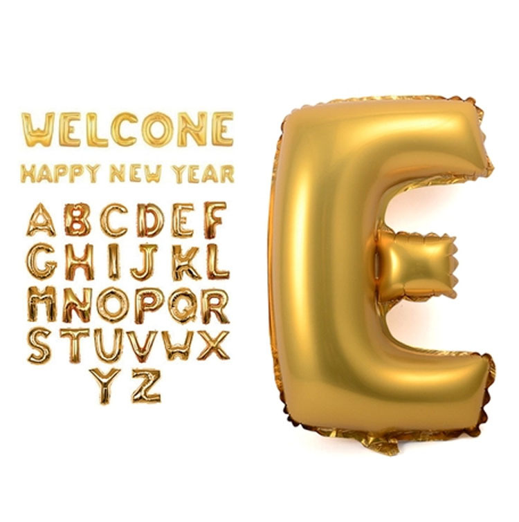 ลูกโป่งฟลอย์รูปตัวอักษร E สีทอง ไซส์เล็ก 14 นิ้ว - E Letter Shape Foil Balloon Size 14" Gold Color