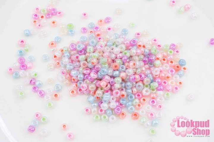 ลูกปัดจีน กลม คละสีเหลือบมุก 3มิล #M (1ถุง/450กรัม)