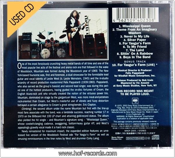 Mountain - Climbing! ( Made In Japan ) Used Cd VG++