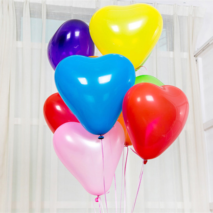 ลูกโป่งหัวใจ เนื้อสแตนดาร์ทสีมาตรฐาน คละสี ไซส์ 12 นิ้ว แพ็คละ 10 ใบ (Heart Latex Balloon - Mixed Standard Color 12")