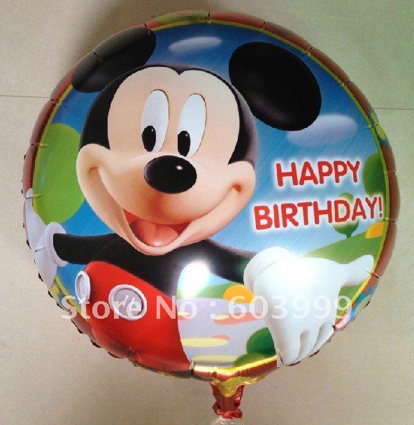 ลูกโป่งฟลอย์ Happy Birthday Mickey Mouse ทรงกลม - Foil Balloon HBD Mickey Mouse Round Shape / Item No. TL-D036