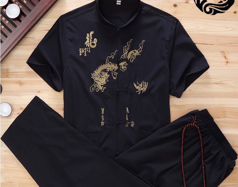 ชุดคอจีน กังฟู มังกร Size No.34 36 38 40 42 44 ดำ ขาว ครีม แดง