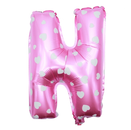 ลูกโป่งฟอยล์รูปตัวอักษร N สีชมพูพิมพ์ลายหัวใจ ไซส์เล็ก 14 นิ้ว - N Letter Shape Foil Balloon Size 14" Pink color printing Heart