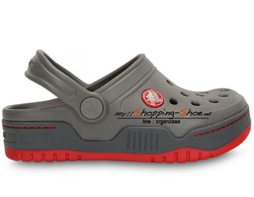 Crocs Front Court Clog Kids - Smoke / Charcoal ของแท้ Outlet ไทยและอเมริกา