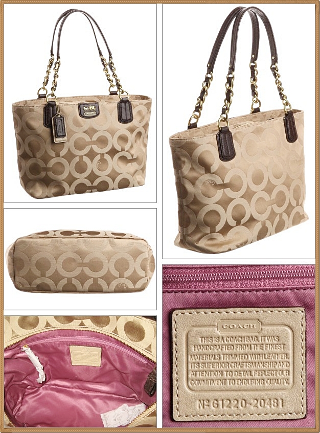 Coach Madison OP Art Sateen Tote 20481- Khaki