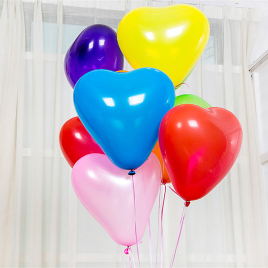 ลูกโป่งหัวใจ สีมาตรฐาน คละสี ไซส์ 11 นิ้ว แพ็คละ 10 ใบ (Heart Latex Balloon - Mixed Standard Color 11")