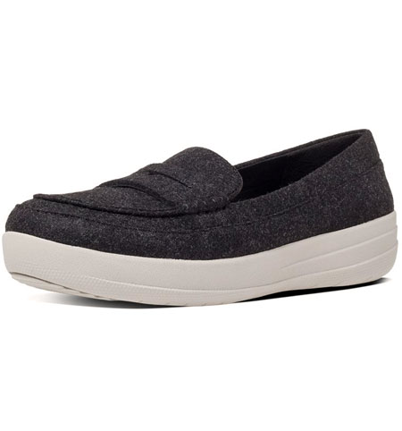 Fitflop F-Sporty Felt Penny Loafer Black ของแท้ นำเข้าจาก USA และ UK