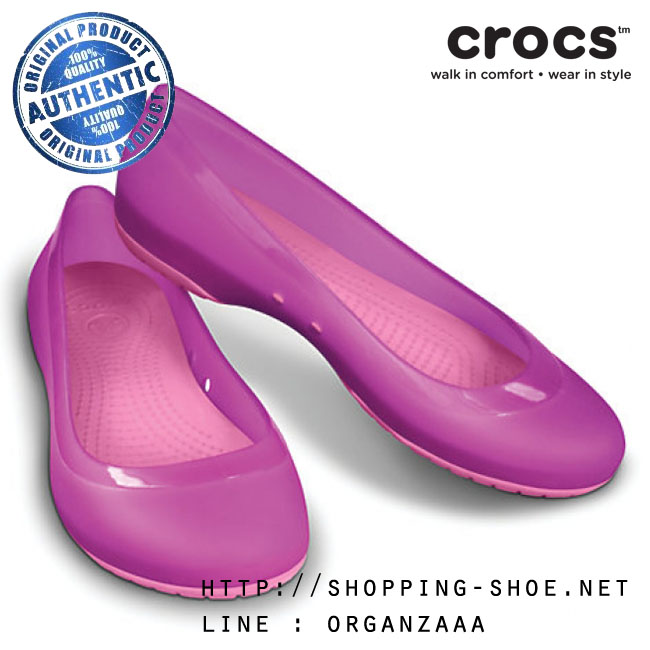 Women's Crocs Carlisa Flat - Viola / Pink Lemonade ของแท้ Outlet ไทยและอเมริกา