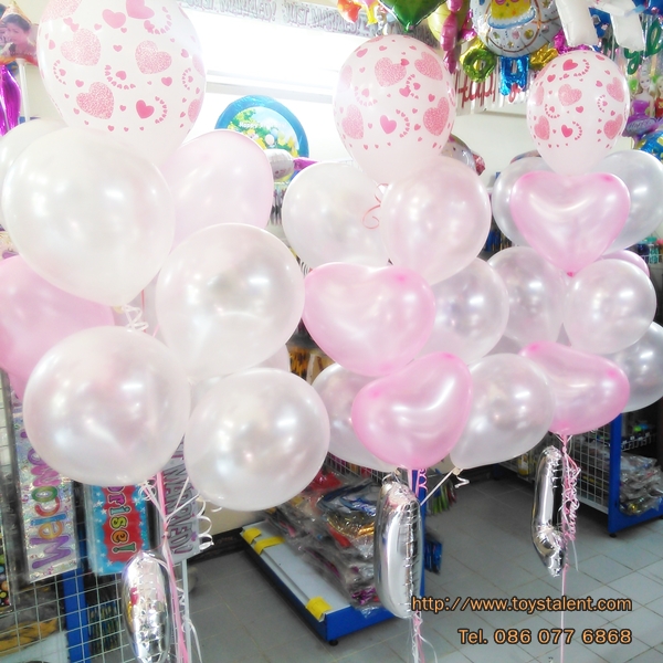 ลูกโป่งหัวใจเนื้อมุก สีชมพูอ่อน ไซส์ 12 นิ้ว แพ็คละ 10 ใบ (Heart Shape Balloon-Pearl Light Pink Color)