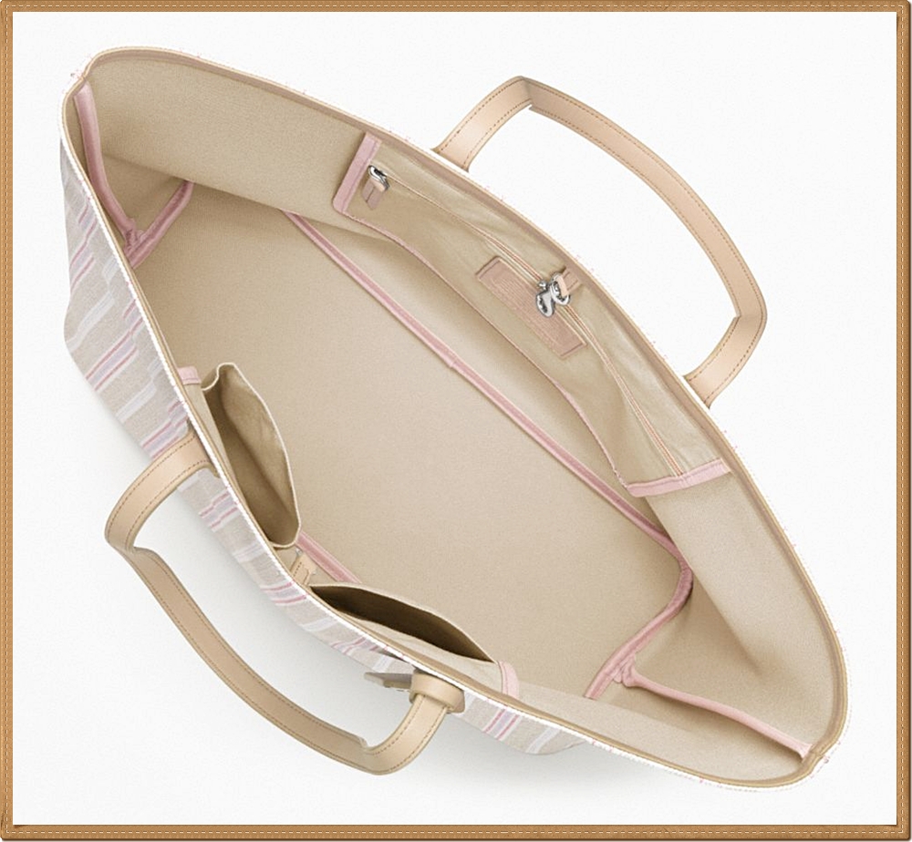 Coach Legacy Weekend Ticking Stripe PVC Large Dogleash Tote 23103