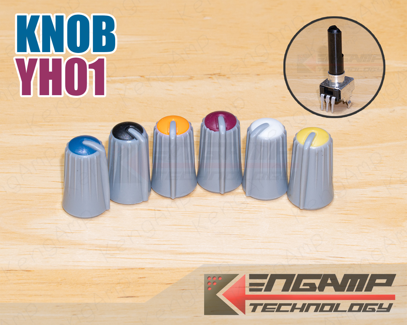 (มีตัวเลือก) [KNOB] ลูกบิดมิกเซอร์ YH01 ใช้กับวอลุ่มแกนผ่า D ø6mm จุดตัด 270º ขนาด ø10xH18mm
