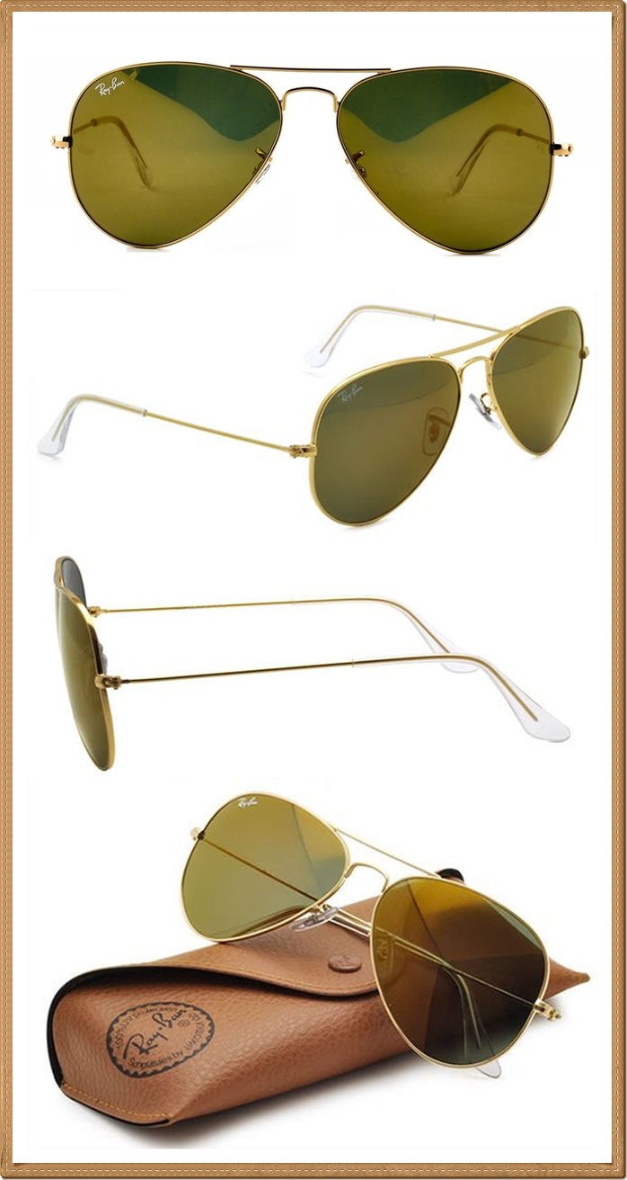 RB3025 (W3276) กรอบสีทอง เลนส์ปรอทสีทอง