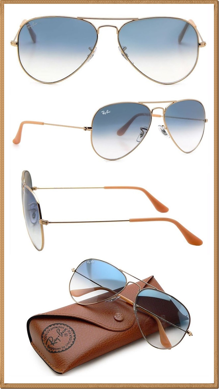 RB3025 (001/3F) กรอบสีทอง เลนส์ไล่สีฟ้าอ่อน