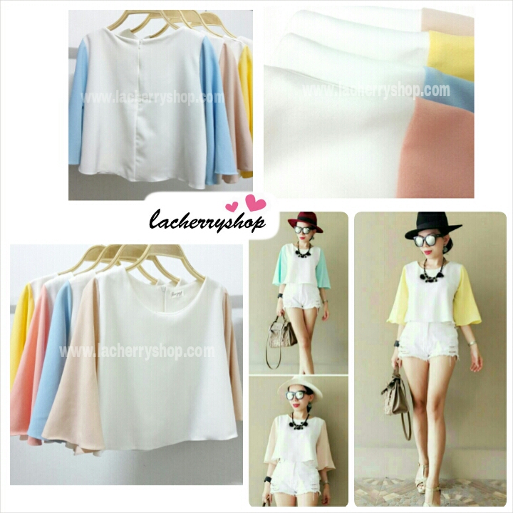 เสื้อแฟชั่นผ้าฮานาโกะ เนื้อผ้าคุณภาพดี สีโอรสแขนยาว Colourful สีสันสดใส เนื้อผ้าอยู่ทรง ไม่ยับง่าย ใส่สบาย สินค้าคุณภาพ ราคาไม่แพง