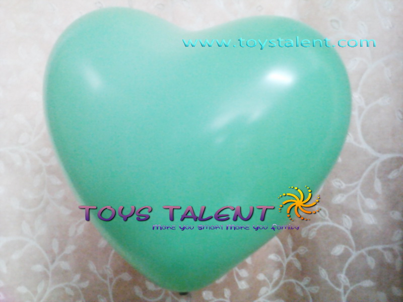 ลูกโป่งหัวใจ สีเขียว ไซส์ 11 นิ้ว แพ็คละ 10 ใบ (Heart Latex Balloon - Green Color 11")