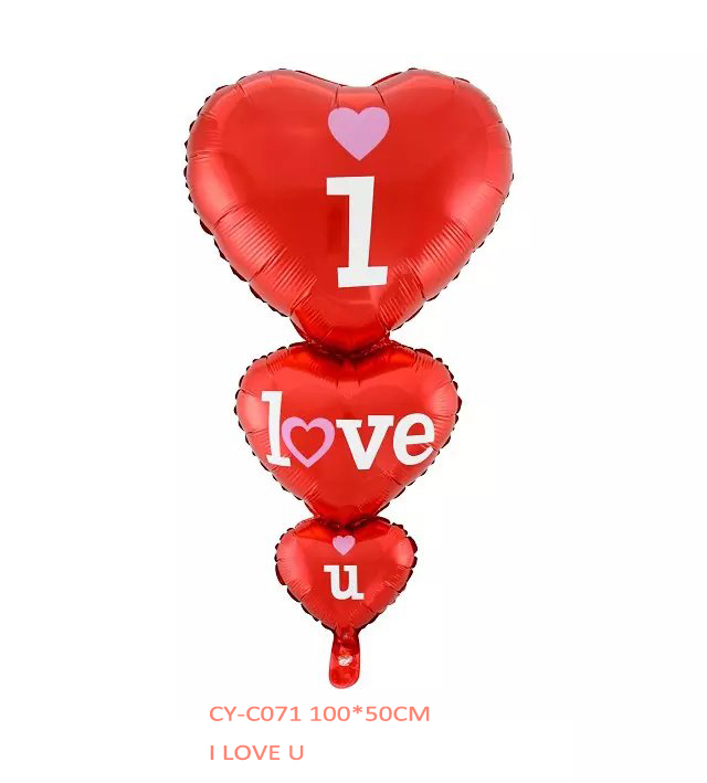 ลูกโป่งฟลอย์รูปหัวใจ สีแดง I LOVE YOU ต่อกัน-Love Series Heart Shape Foil Balloon / Item No.TL-E050