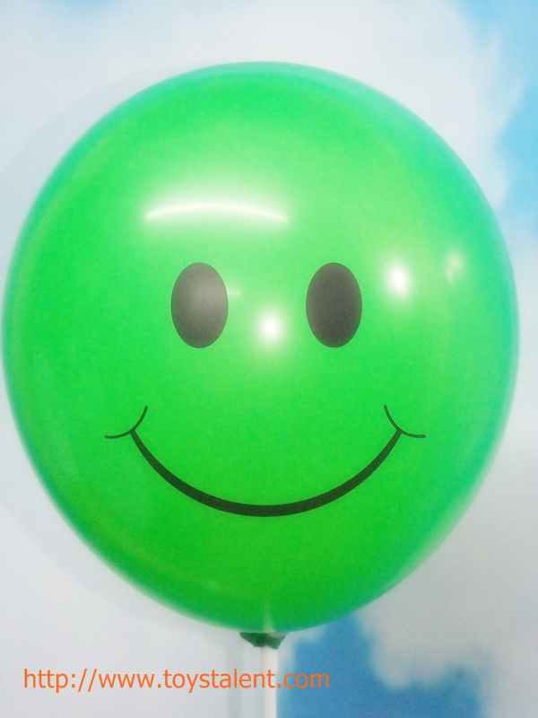 ลูกโป่งกลมพิมพ์ลายหน้ายิ้ม ไซส์ 12 นิ้ว แพ็คละ 10 ใบ คละสี (Round Balloons 12" - Printing Smiley latex balloons Mixed color)