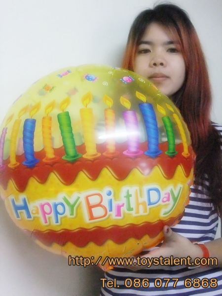 ลูกโป่งฟลอย์ Happy Birthday เทียนวันเกิดสีเหลืองใส ไซส์ 22" - Foil Balloon Happy Birthday Candle in Bubble Yellow size 22"/ Item No. TL-D038