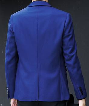 เสื้อสูท แฟชั่นชาย เข้ารูป คลิบอกขาว สีฟ้าเข้ม Size No.37 39