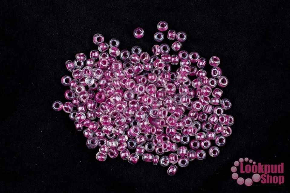 ลูกปัดจีน กลม สีม่วงเปลือกมังคุดสอดไส้ 4มิล #L (1ถุง/450กรัม)