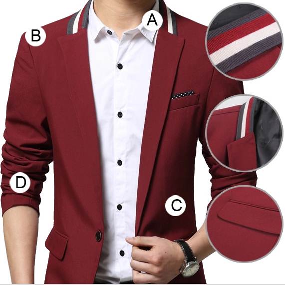 สูทผู้ชาย เสื้อสูทแฟชั่นชาย ตัวเล็ก ทรงสลิมฟิต แต่คอเทปสี Size No.33 35 ดำ