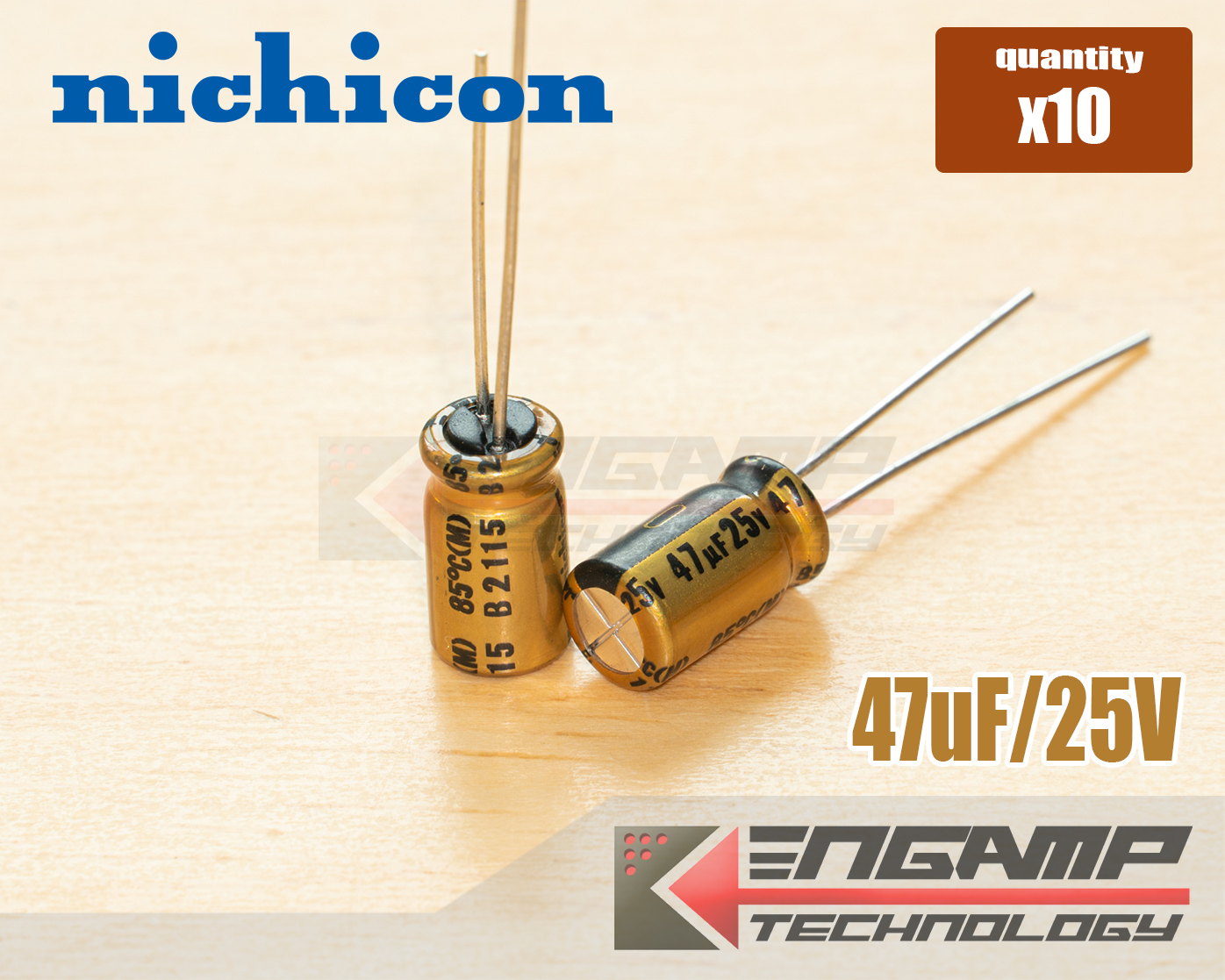 (10ตัว) [E-CAP] 47uF/25V 85ºC Nichicon Fine Gold ø6.5xH12mm P=2.5mm