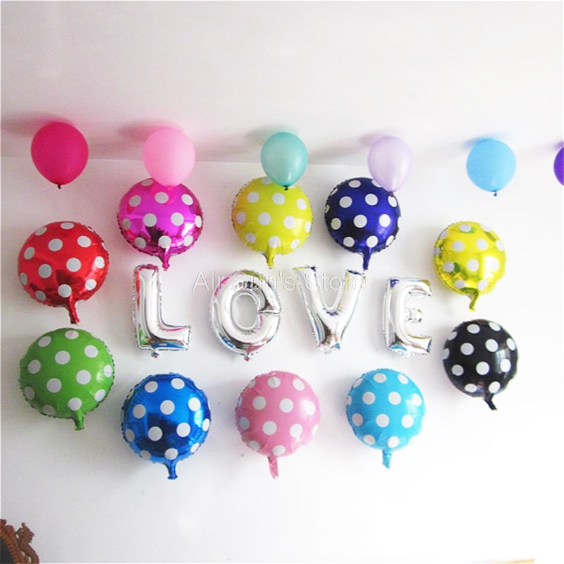 ลูกโป่งฟลอย์ทรงกลม Polk Dot สีแดง ไซส์ 18 นิ้ว - Round Shape Balloon Polka Dot Red Color 18" / Item No. TL-G033