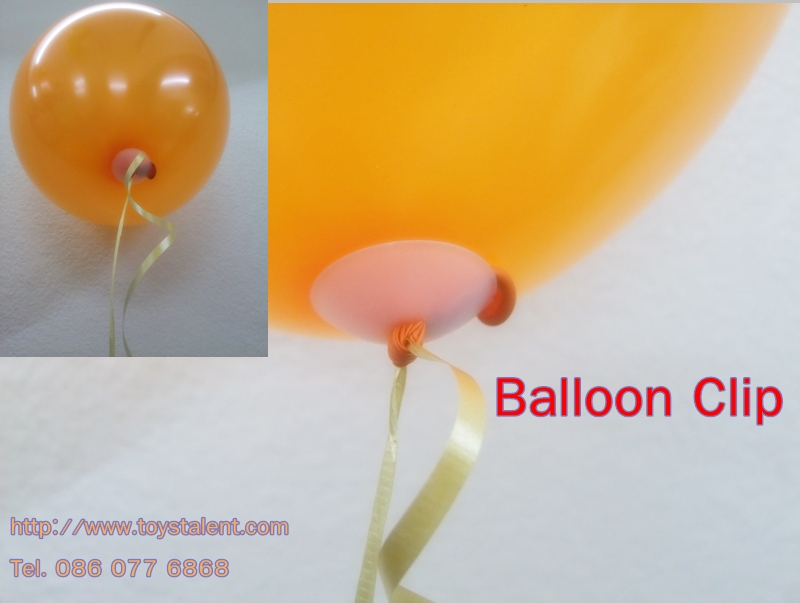คลิปพลาสติกกลม แบบดึงเข้าด้วยริบบิ้น แพ็ค 20 ชิ้น - Plastic Balloon Clip pull with ribbon type 20 pieces