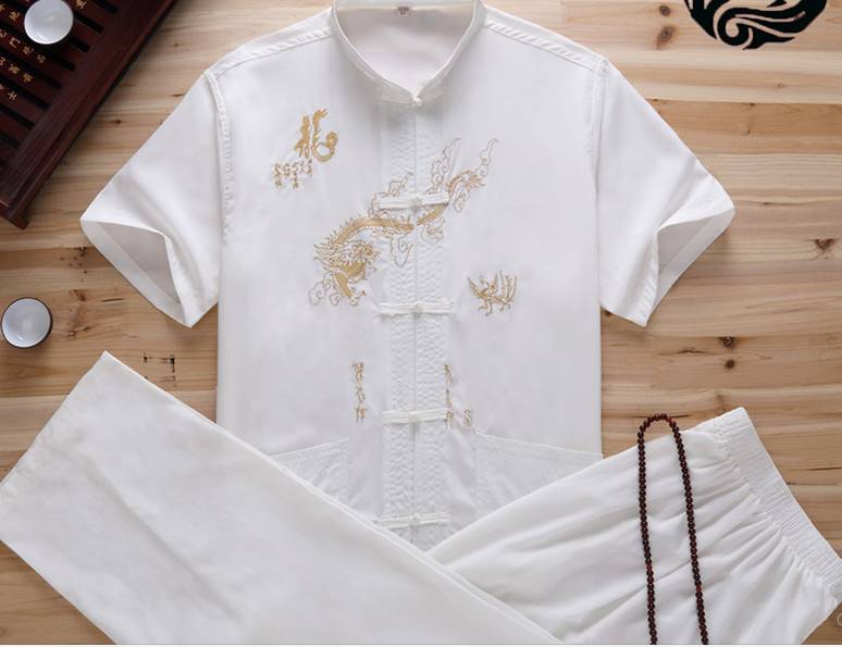 ชุดคอจีน กังฟู มังกร Size No.34 36 38 40 42 44 ดำ ขาว ครีม แดง