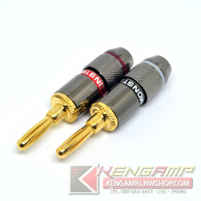 (1คู่) [PJ] ปลั๊ก Banana 4mm ยี่ห้อ Monster ท้ายเหล็กสำหรับเข้าสาย 5-6mm
