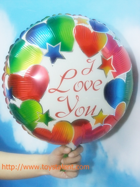 ลูกโป่งฟลอย์ทรงกลม พิมพ์ลาย I LOVE YOU ไซส์ 18 นิ้ว - LOVE Round Shape Foil Balloon / Item No.TL-E047
