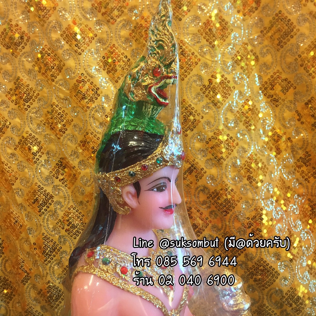 องค์พญานาคราช ประทับบรรลังค์ ถือคฑา หน้าตัก 9"