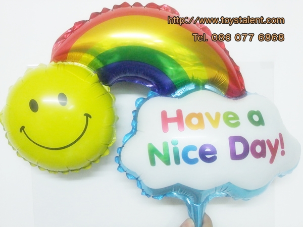 บอลลูนเป่าลม Have A Nice Day หน้ายิ้มกับสายรุ้ง (เล็ก) 18 นิ้ว - Foil Balloon Have A Nice Day Smiley with Rainbow Small 18" / Item No.TL-D044