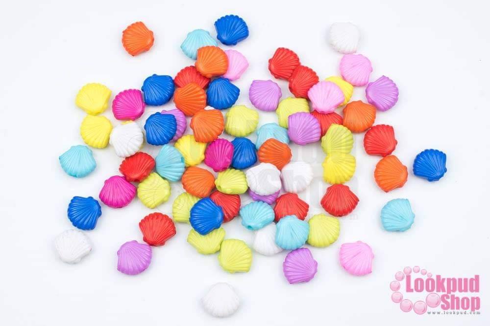 ลูกปัดพลาสติก คละสี หอยเซลล์ 12มิล (1ถุง/500กรัม)