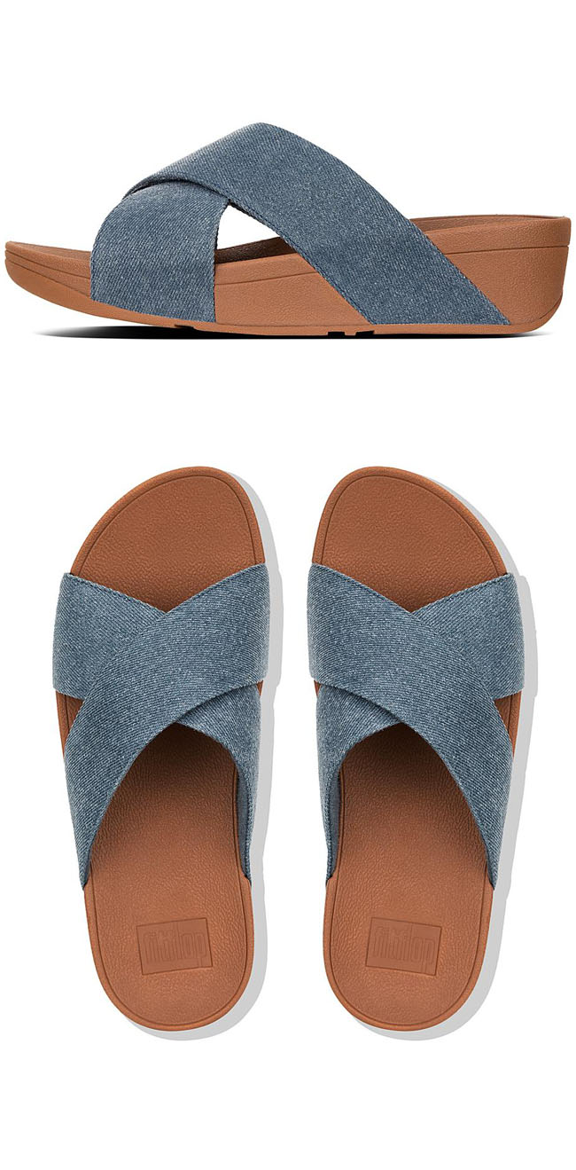 UFitflop Lulu Cross Slide Blue Shimmer Denim ของแท้ นำเข้าจาก USA และ U