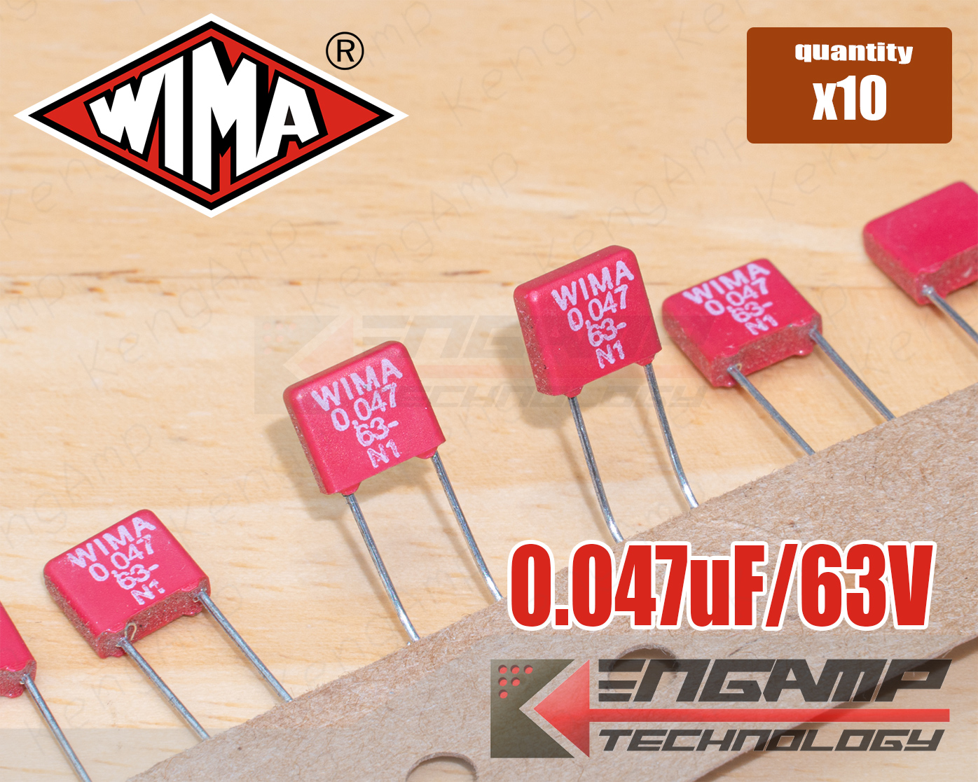(10ตัว) [F-CAP] 0.047uF/63V 47nF/63V WIMA MKS2 2.4x7.2 H6.4mm P=5mm