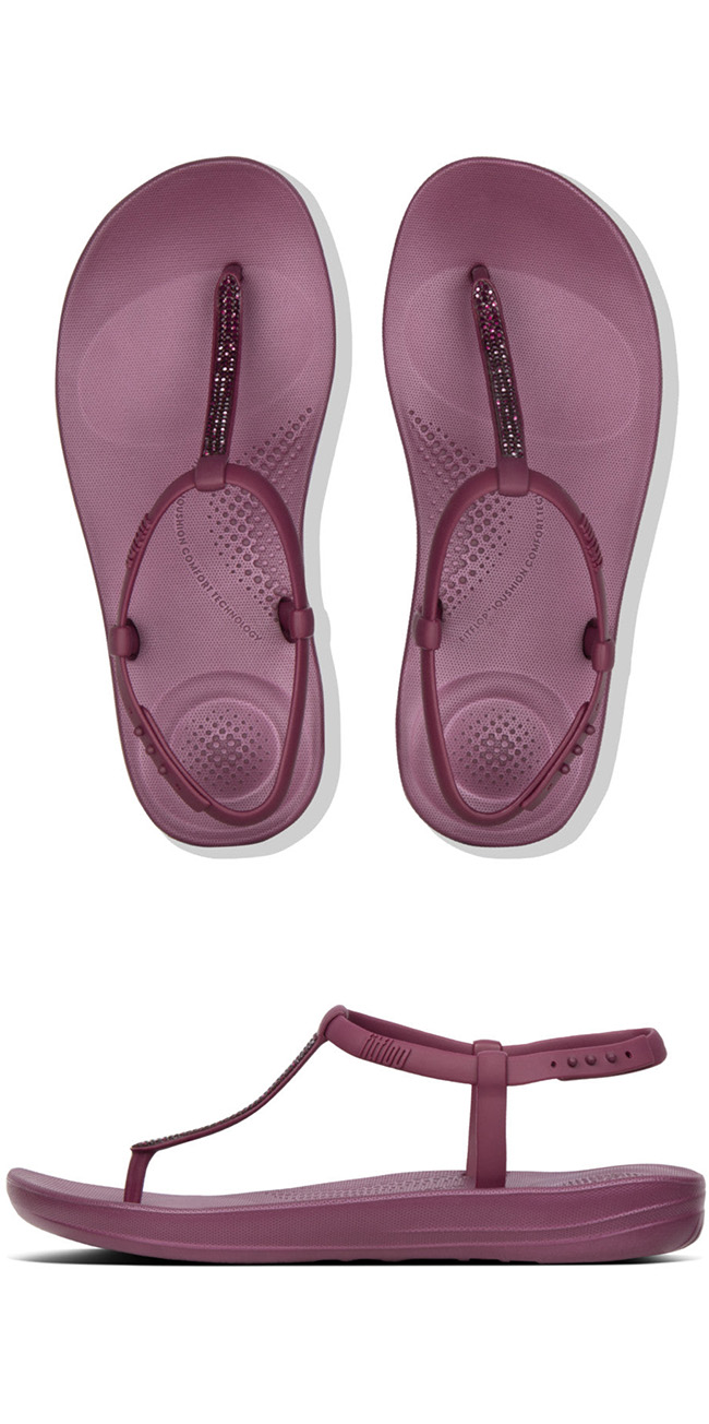 Fitflop Iqushion Splash Sparkle Sandal Lingonberry ของแท้ นำเข้าจาก USA และ UK