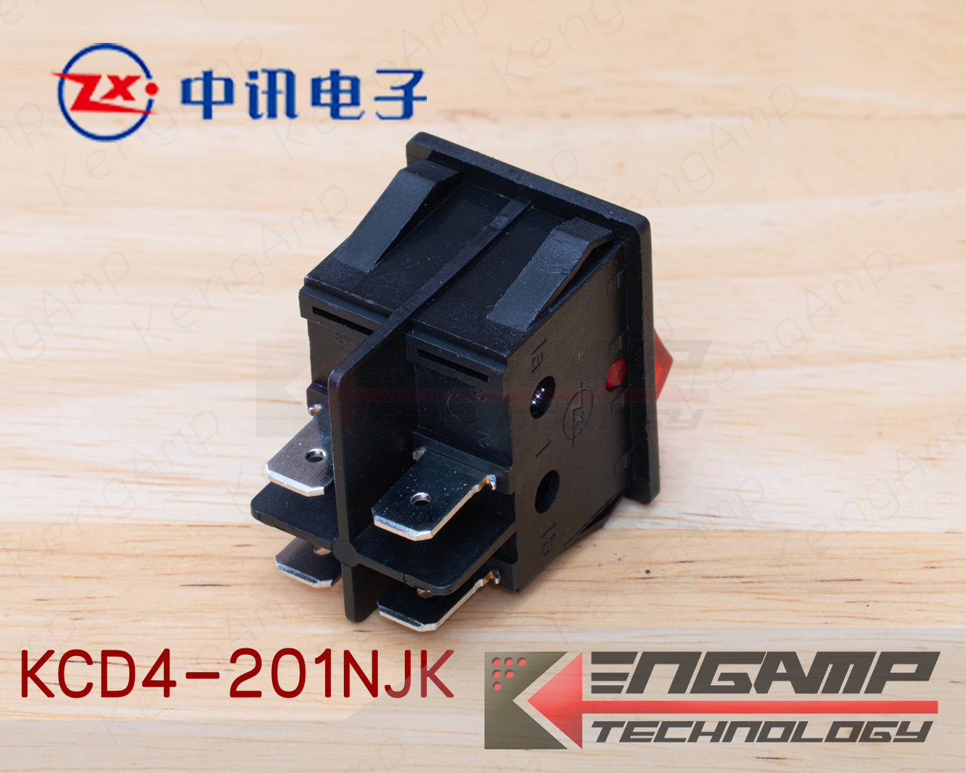 (1ตัว) KCD4-201NJK Zhongxun ขนาด 25x32mm 16A/250Vac