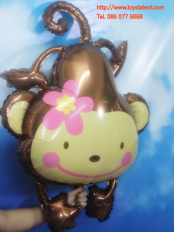 ลูกโป่งฟลอย์ ลิงน้อยทัดดอกไม้ ไซส์ใหญ่ - Monkey with Flower / Item No.TL-A135