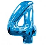 ลูกโป่งฟอยล์รูปตัวเลข 4 สีฟ้า ไซส์เล็ก 14 นิ้ว - Number 4 Shape Foil Balloon Size 14" Blue Color