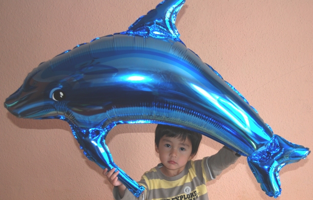 Dolphin Shape Balloon - ลายปลาโลมา สีฟ้า ตัวใหญ่ / Item No. TL-B004